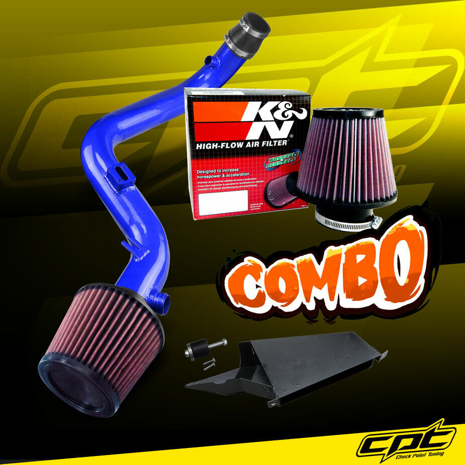 For 10-13 Golf GTi TSI MK6 Turbo 2.0T 2.0L Blue Cold Air Intake + K&N Air Filter