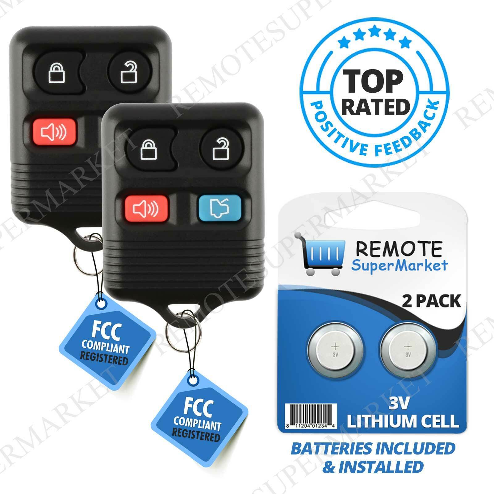 Replacement for Ford 2005-2007 Five Hundred 1999-2014 Mustang Remote Key Fob (2)