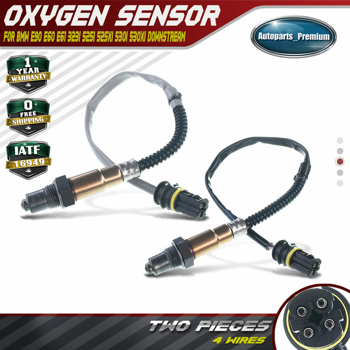 2x Downstream Oxygen Sensors for BMW 525i 525xi 530i 530xi 06-2007 323i 06-2009