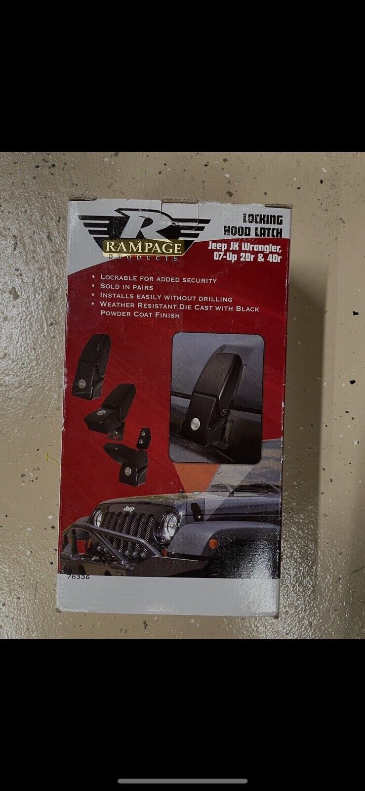 Rampage Products 76336 Locking hood latch/lock Kit. 2007-2018 Jeep Wrangler JK.