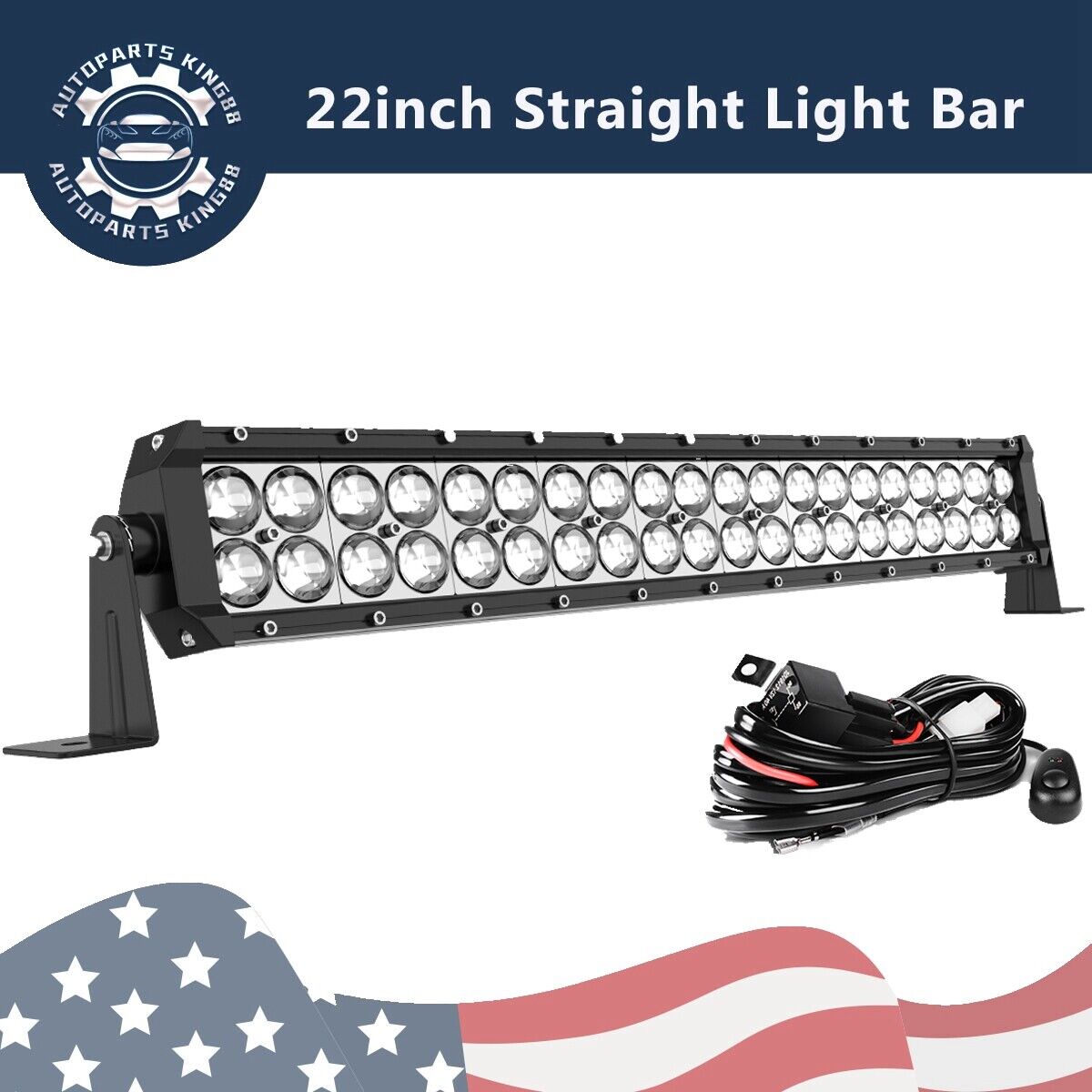 22inch 4D LED Light Bar Combo 280W Offroad Driving Lamp SUV Boat Wiring Harness