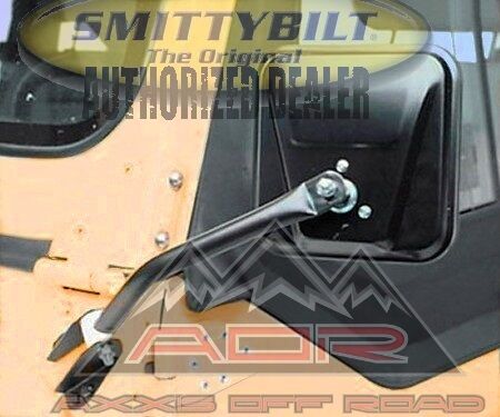 Smittybilt 7617 Side Mirror Pair Black No Drill Installation Fits 55-86 Jeep CJ