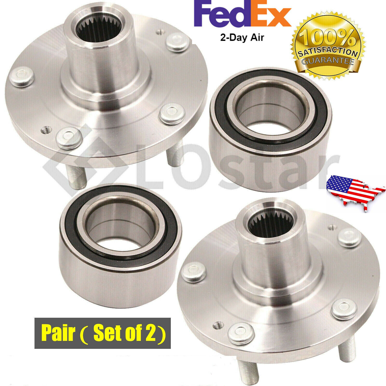 Pair(2) Front Wheel Hub & bearing sets fits 01-06 Hyundai Santa Fe 05-09 Tucson