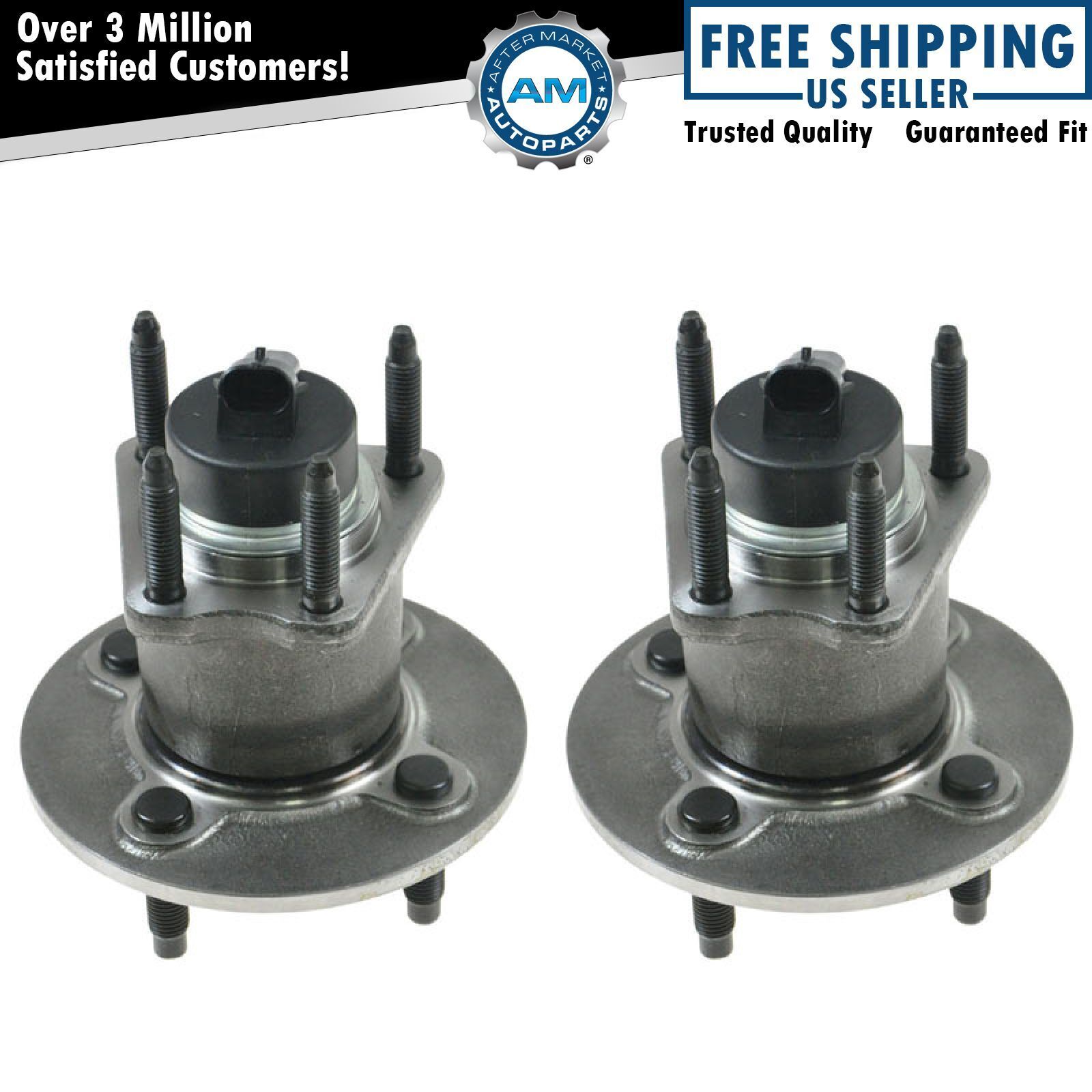 New Set (2) Rear Wheel Hub and Bearing Assembly for Cobalt - 4 Bolt w/ ABS