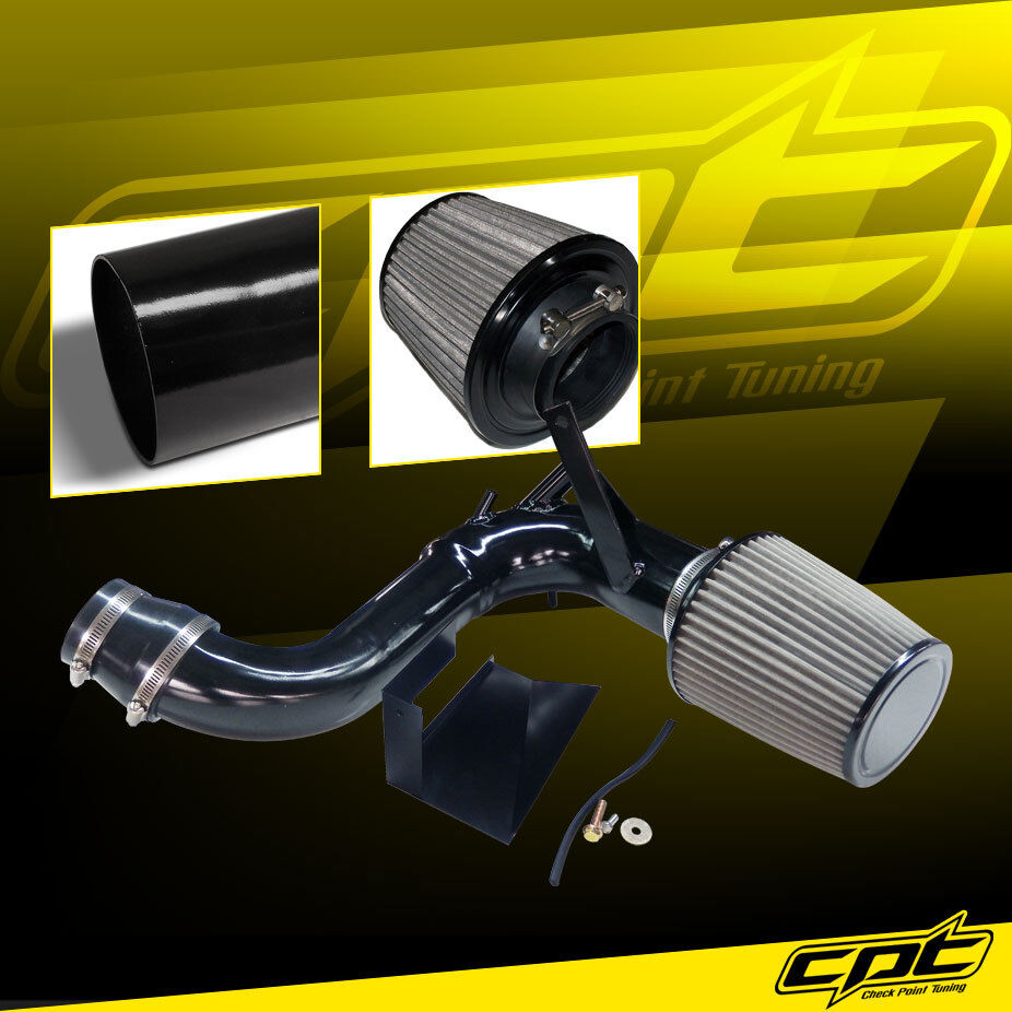 For 11-14 Sonata Turbo 2.0L 4cyl Black Cold Air Intake + Stainless Air Filter