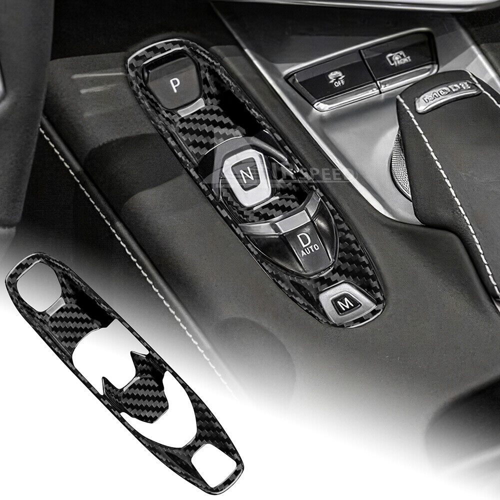 Black REAL HARD Carbon Fiber Gear Shift Control Cover For Corvette C8 2020-2023
