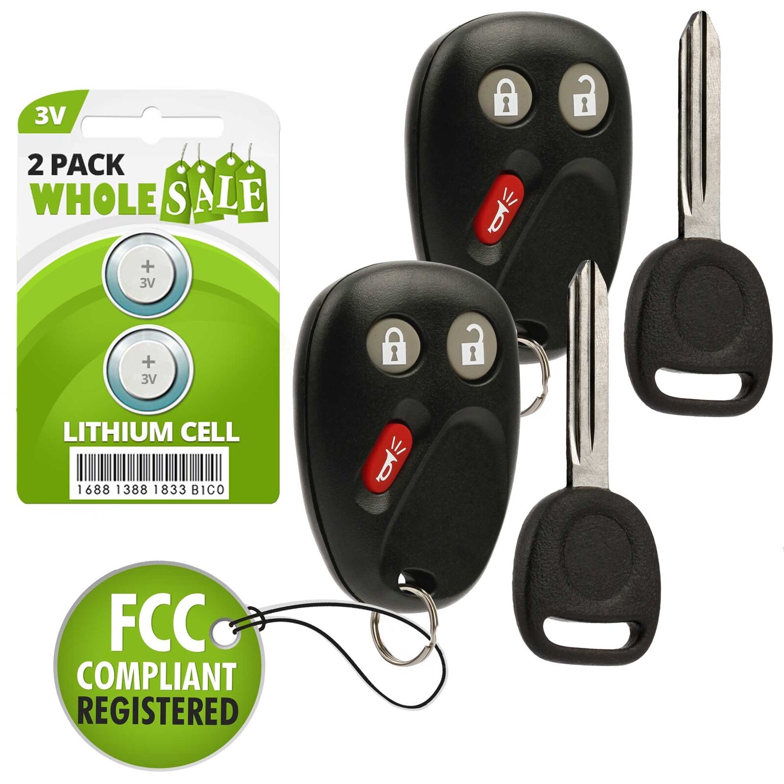 2 Replacement For 2005 2006 Chevrolet Equinox Key + Fob Remote
