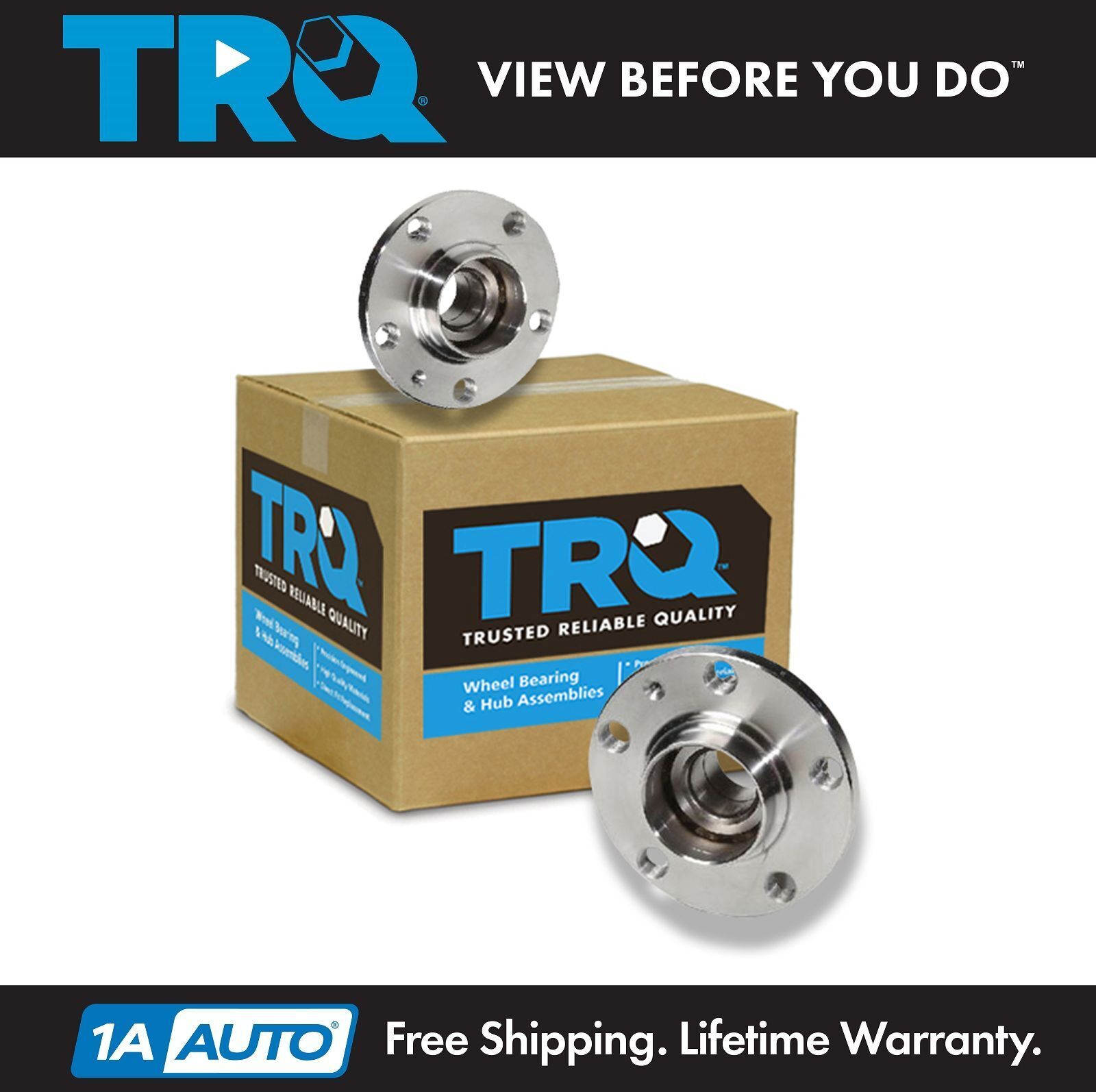 TRQ Rear Wheel Hub & Bearing Pair Set for VW Jetta Golf Beetle Audi TT 2WD 2x4