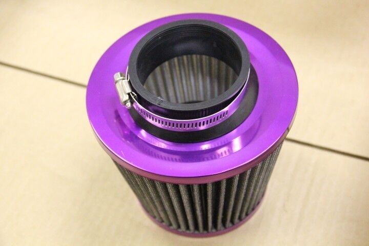 PURPLE 3\'\' INCH INLET HIGH FLOW SHORT RAM/COLD INTAKE ROUND CONE MESH AIR FILTER