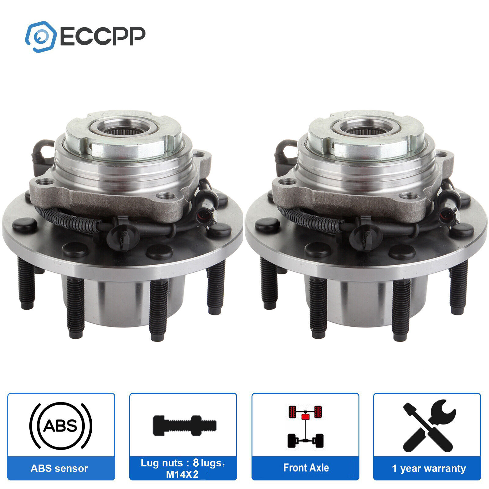 ECCPP 2Pcs Wheel Hub Bearing Front For 1999-2004 Ford F250 F350 SD Excursion 4WD