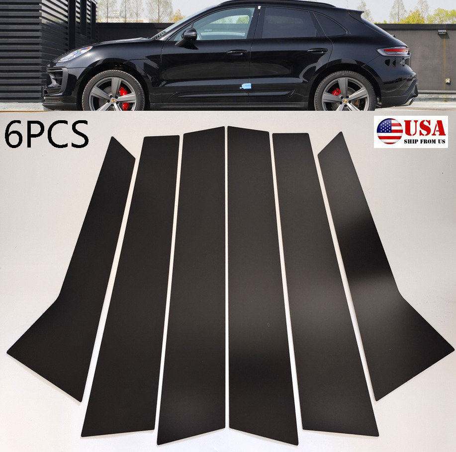 6Pcs For Porsche Macan 2014-2022 Black Car Window Moulding B.C Pillar Trim Cover