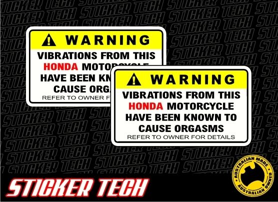 WARNING VIBRATING HONDA ROAD BIKE STICKER DECAL SUITS CBR 125 250 CR250 VFR