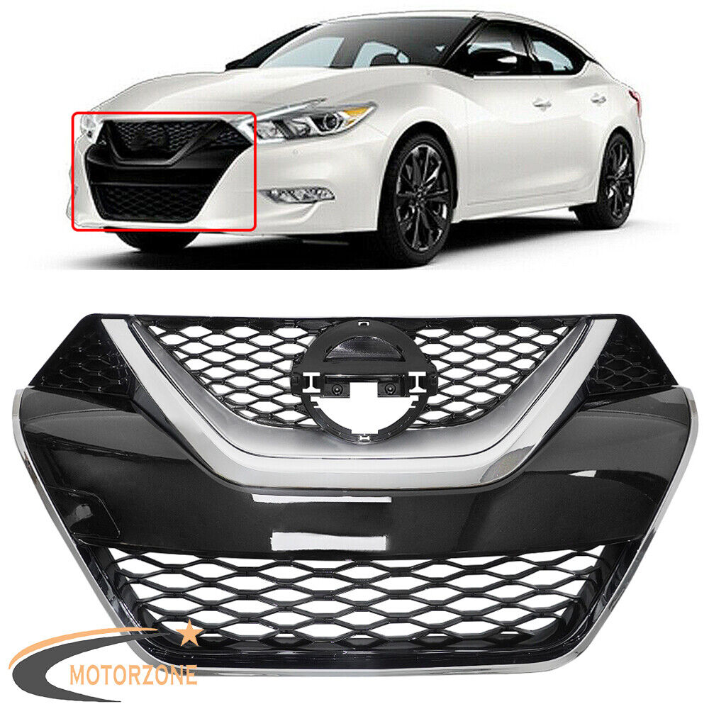 Fits 2016-2018 Nissan Maxima Front Upper Grille Chrome Factory Replacement 2017