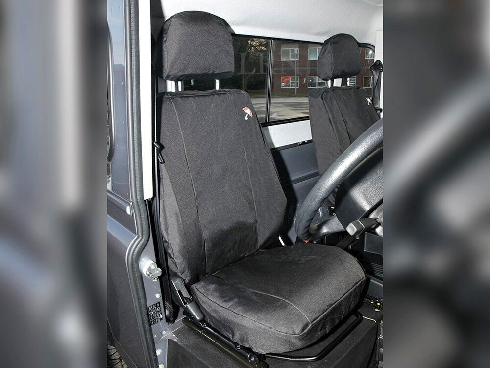 LAND ROVER DEFENDER 90 / 110 2007-2016 FRONT WATERPROOF SEAT COVERS SET BLACK
