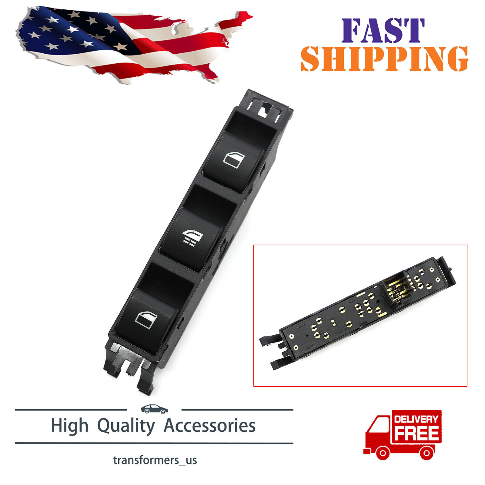 Front LH Power Window Switch For 01-06 BMW 325Ci 330Ci M3 Base Convertible Coupe