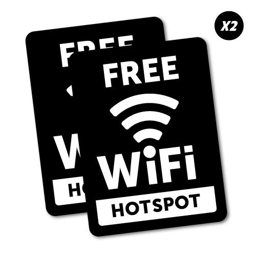 2X Free Wifi Hotspot Sticker Decal Shopfront Trading #5475K