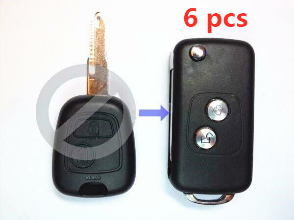 6 Remote Folding Key Flip Shell Case Uncut Blank For Peugeot 106 205 206 306 405