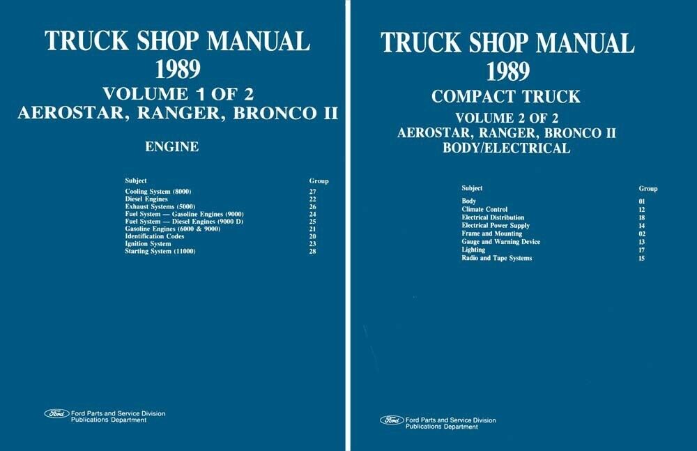 1989 Aerostar Bronco II Ranger Shop Service Repair Manual