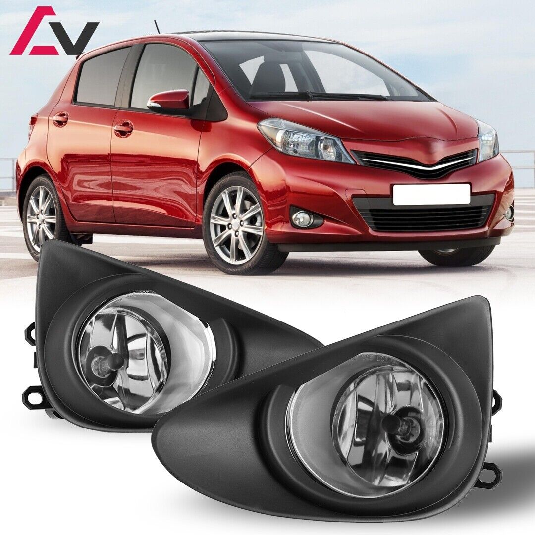 2012 2013 2014 For Toyota Yaris Clear Lens Pair Fog Light Lamp+Wiring+Switch Kit