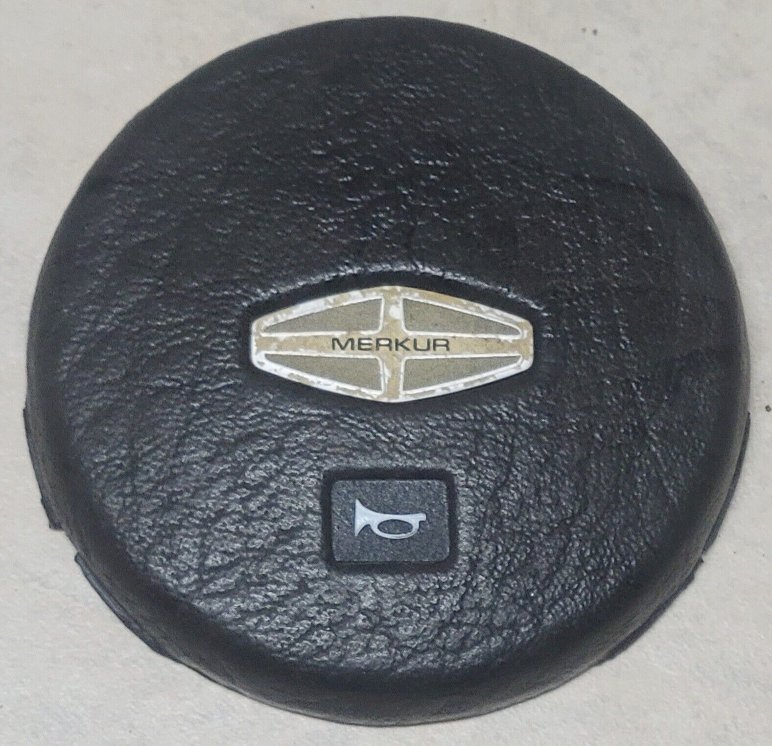 OEM 1985-89 Merkur XR4Ti BLACK Horn Button w/ Emblem for 2-Spoke Steering Wheel