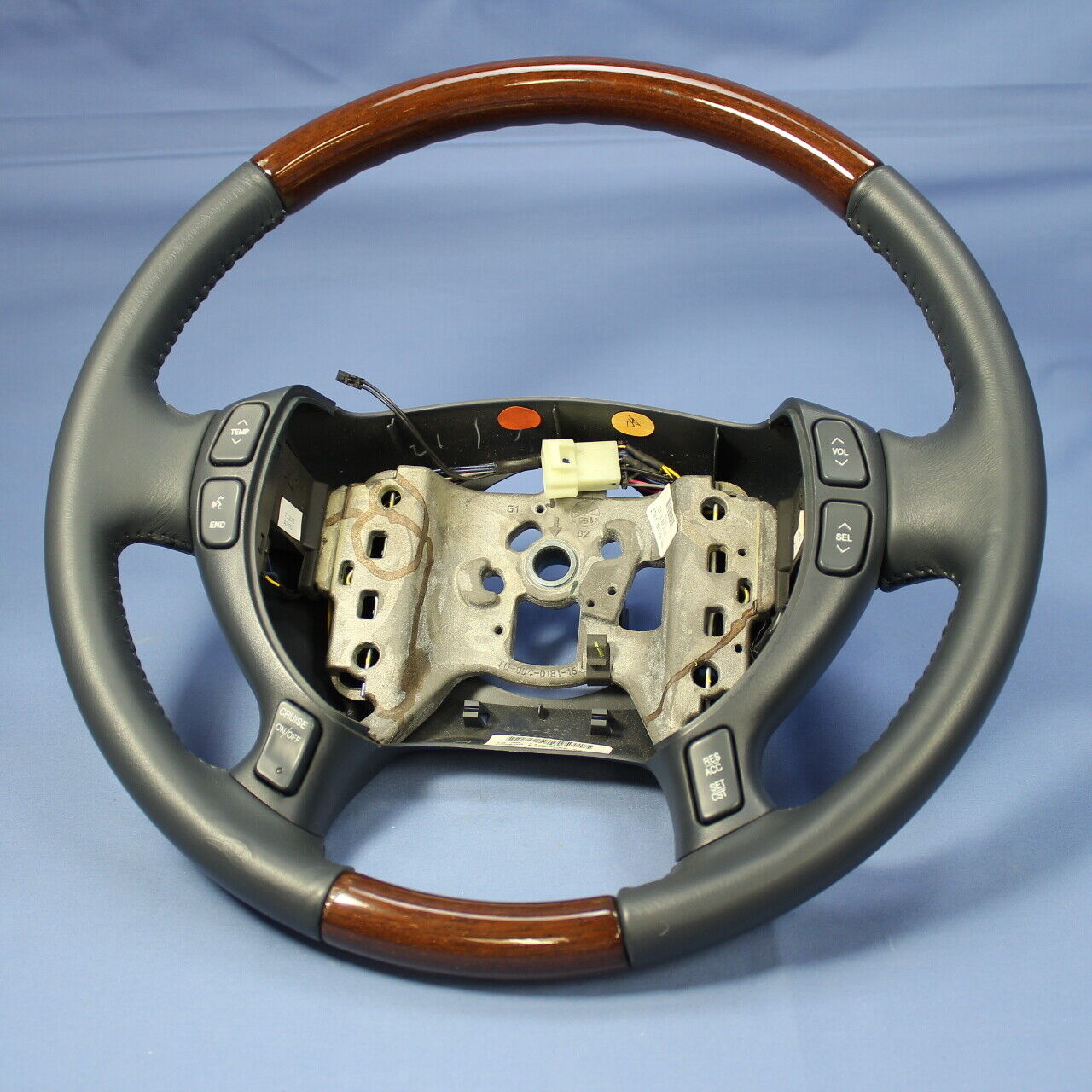 GM OEM Wood & Leather Steering Wheel 00-05 Cadillac Seville Tuxedo Blue