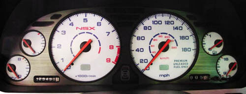 2 Stage Acura 1991-2005 NSX 180mph Reverse Glow Gauges