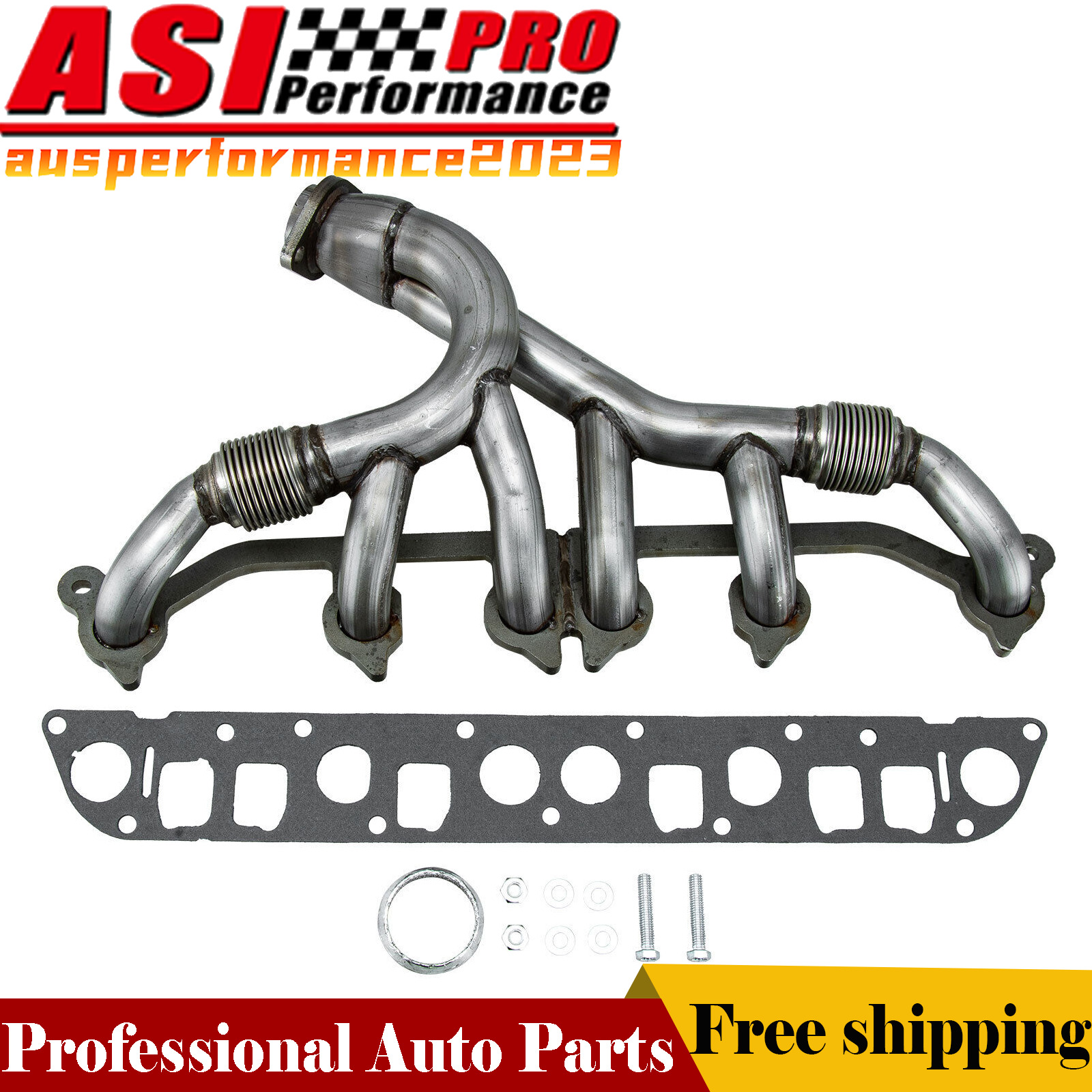 S/S Exhaust Manifold& Gasket Kit for 1991-1999 Jeep Grand Cherokee Wrangler 4.0L