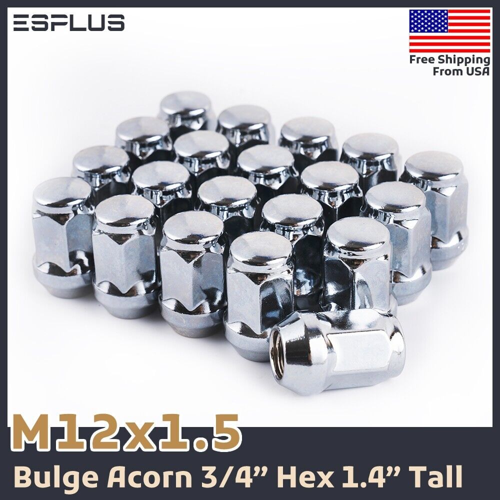 20 Pc Jaguar Universal Acorn Lug Nut M12x1.5 Chrome Fit F/S/X/XE/XF/XFR/XJ/XJR
