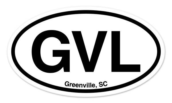 GVL Greenville SC South Carolina Oval car window bumper sticker decal 5\