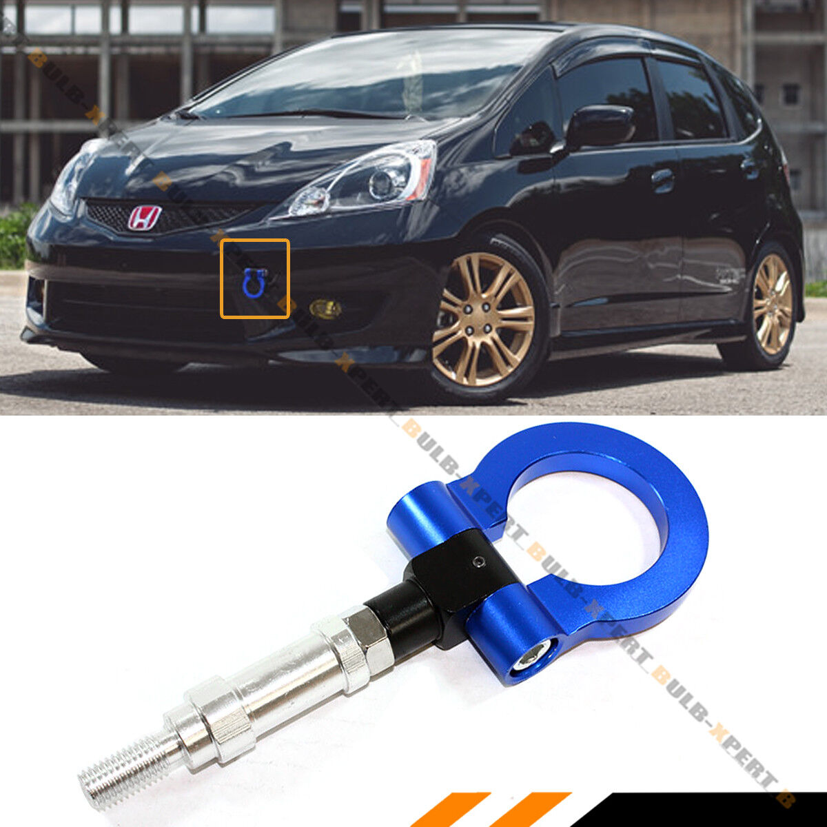 FOR 08-2019 HONDA FIT JAZZ / 2011-2016 CRZ BLUE FRONT FOLDING SCREW ON TOW HOOK