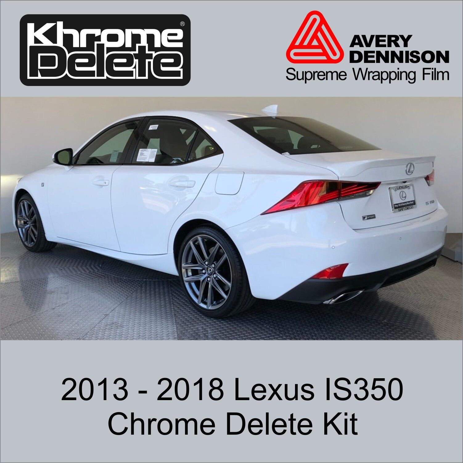 Chrome Delete Vinyl Wrap fitting the 2013-2020 Lexus IS350
