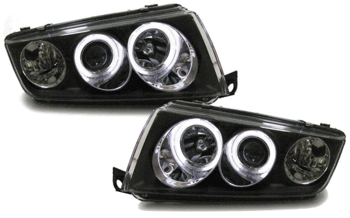 black clear projector headlights with CCFL angel eyes for Skoda Fabia 99-07   