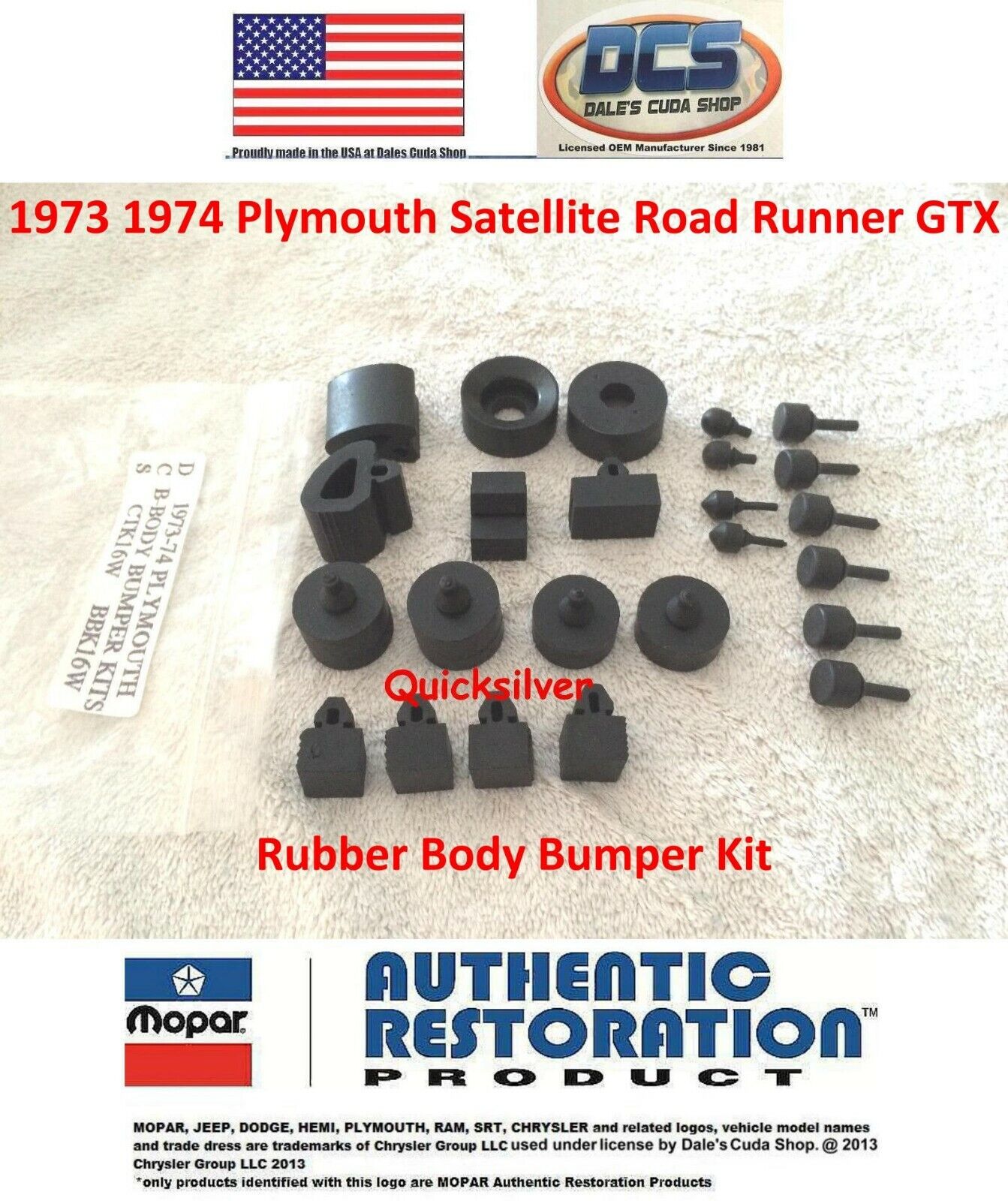 1973 74 Plymouth Satellite Road Runner GTX Body Bumper Kit New MoPar USA