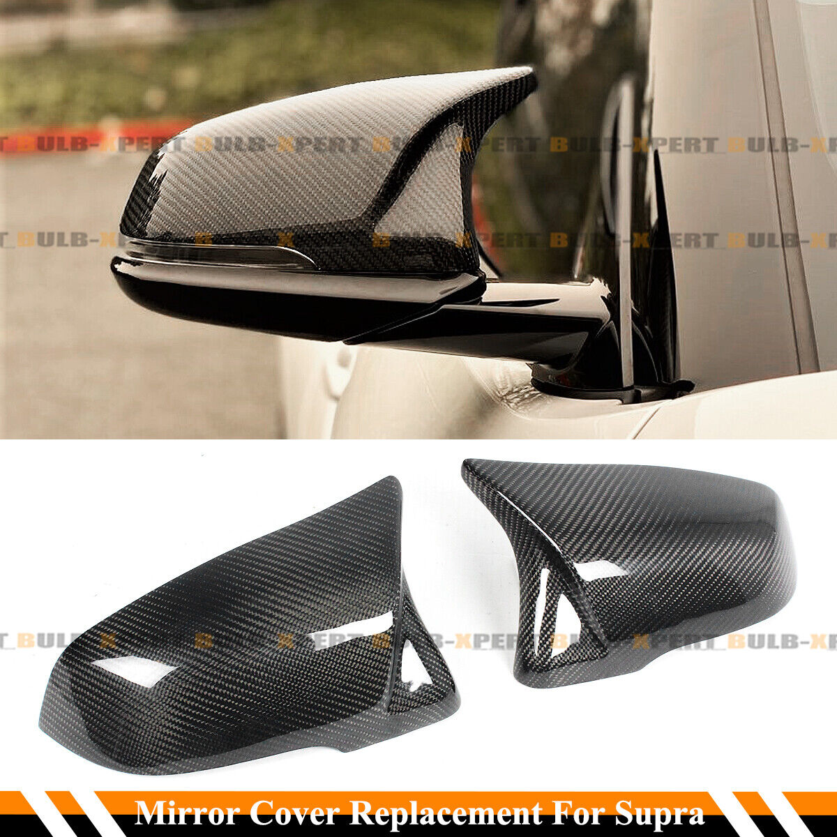 FOR 2020-23 TOYOTA SUPRA A90 M STYLE CARBON FIBER REPLACEMENT MIRROR COVERS CAPS