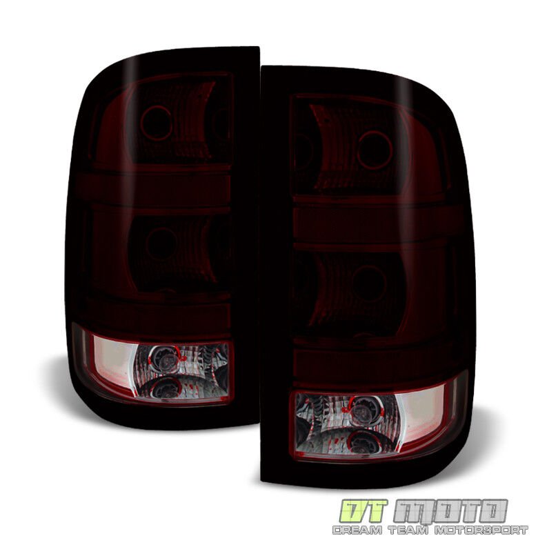 2007-2013 GMC Sierra 1500 2500 3500 Red Smoke Tail Lights Brake Lamps Left+Right