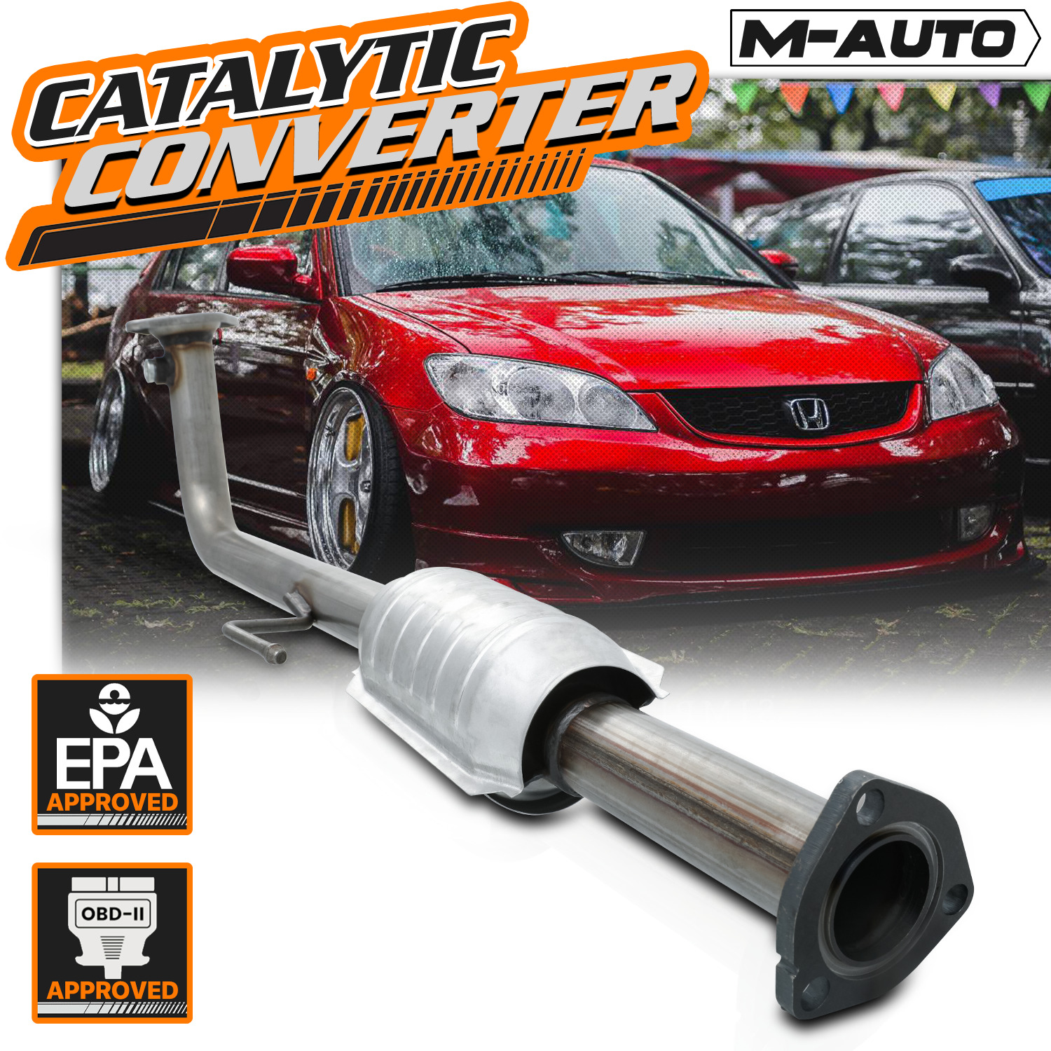 [HEAT SHIELD]Catalytic Converter Exhaust Down Pipe For 2001-2005 Honda Civic EX