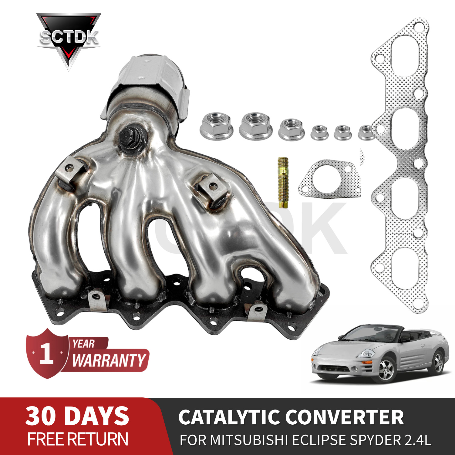 Exhaust Catalytic Converter Manifold for 2001-05 Eclipse Spyder Mitsubishi 2.4L 