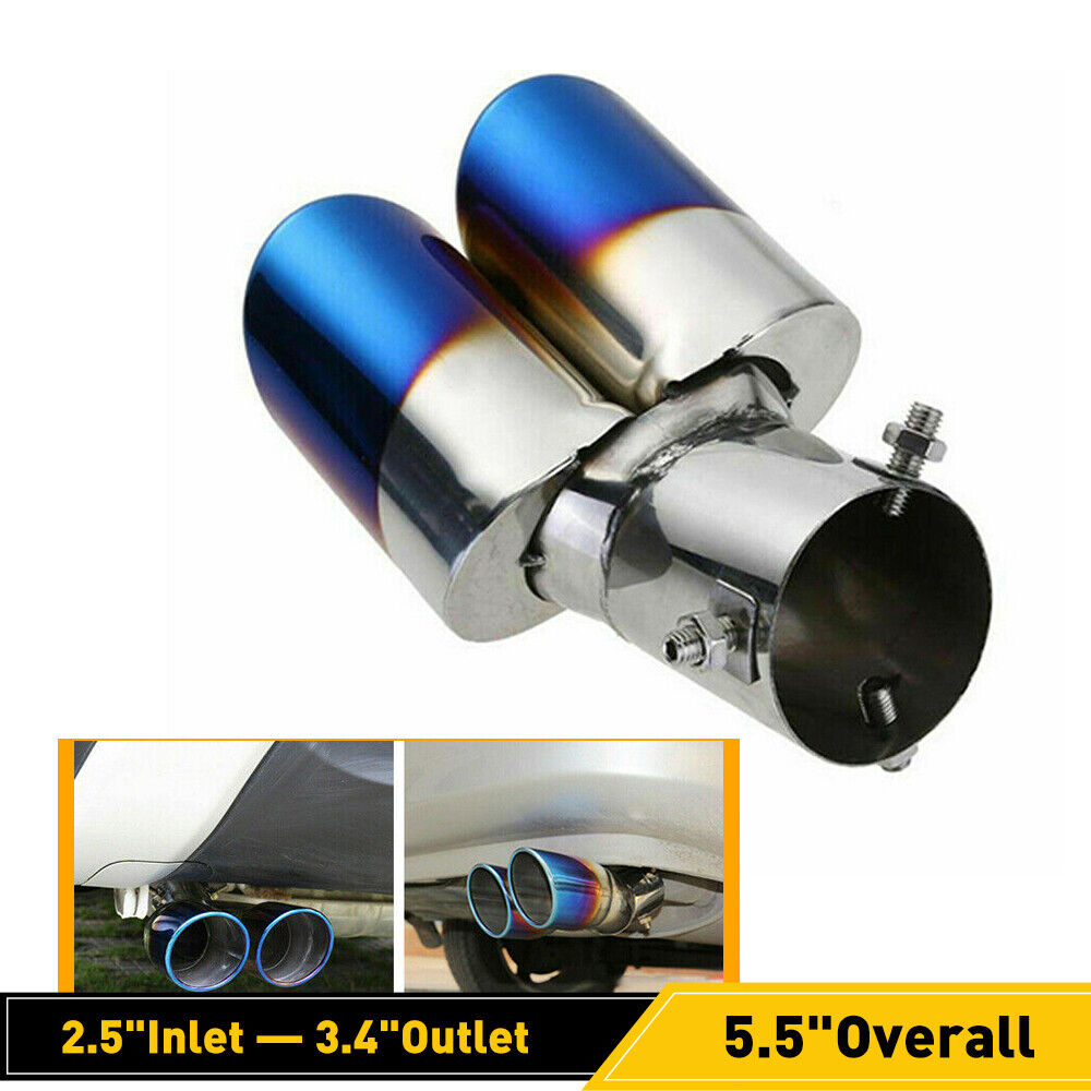 Dual Exhaust Pipe Auto Car SUV Rear Tail Muffler Tip Throat Tailpipe Accessories