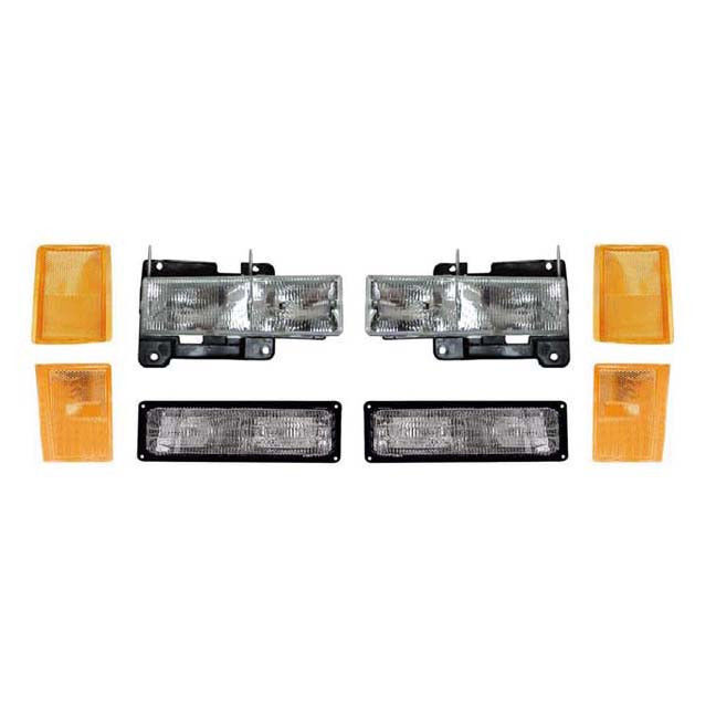 New 8 Piece Headlight Set for Composite Lamp Models Fits 88-93 Chevy Pickup