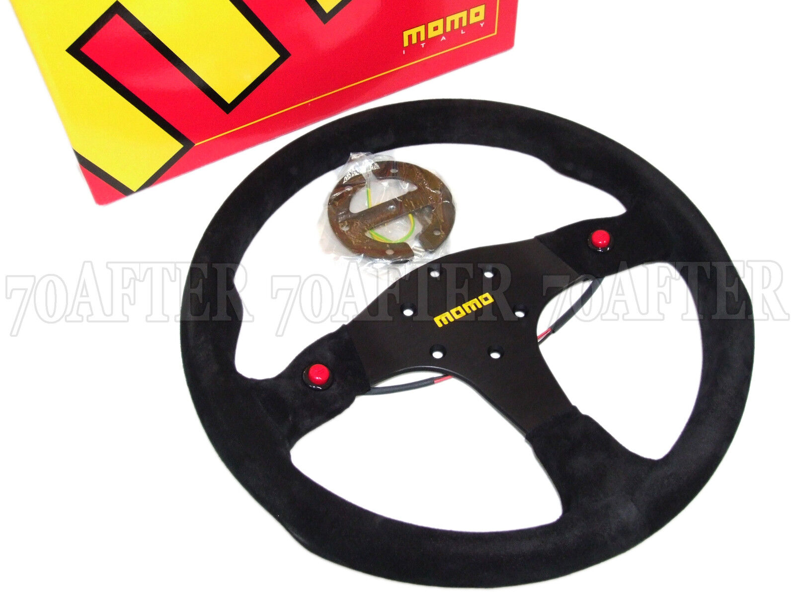 MOMO Steering Wheel - Mod 80 (350mm/Suede/Black Spoke/Thumb Buttons)
