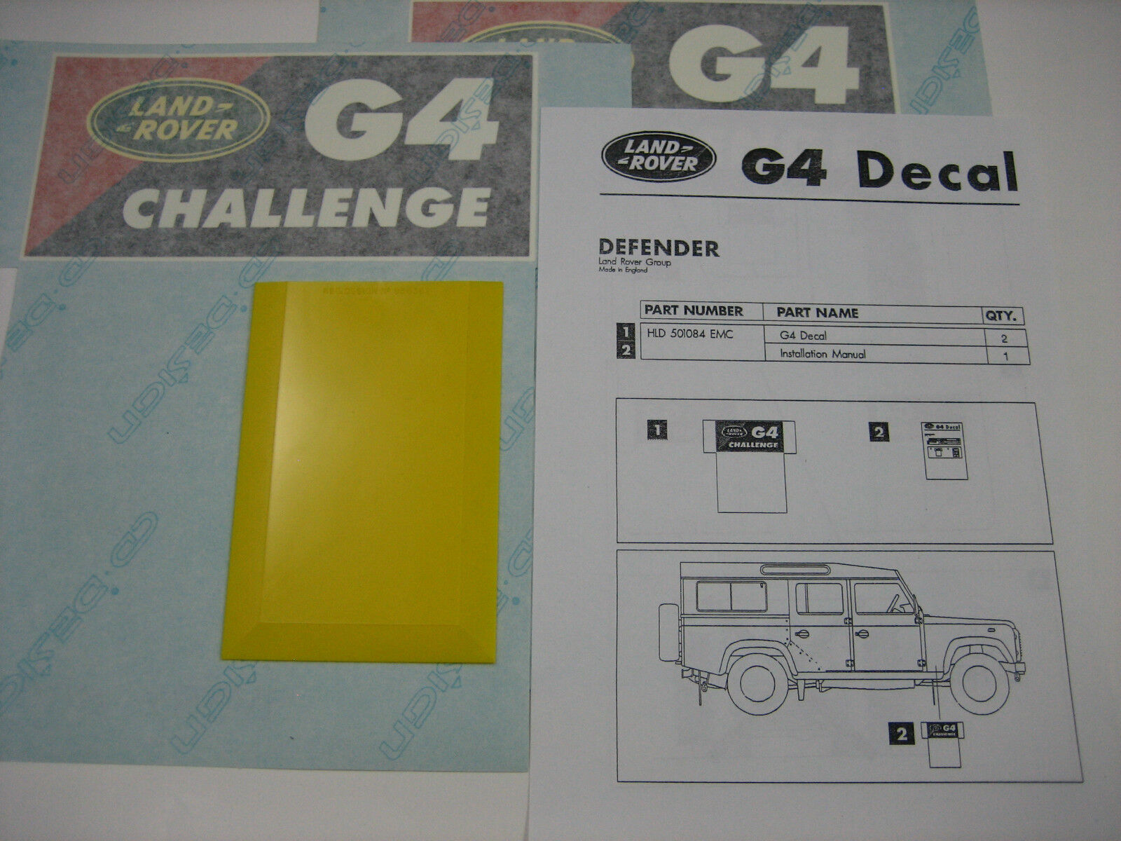 Land Rover G4 Challenge Decal Sticker Kit for Defender 90 110 Sport Genuine New