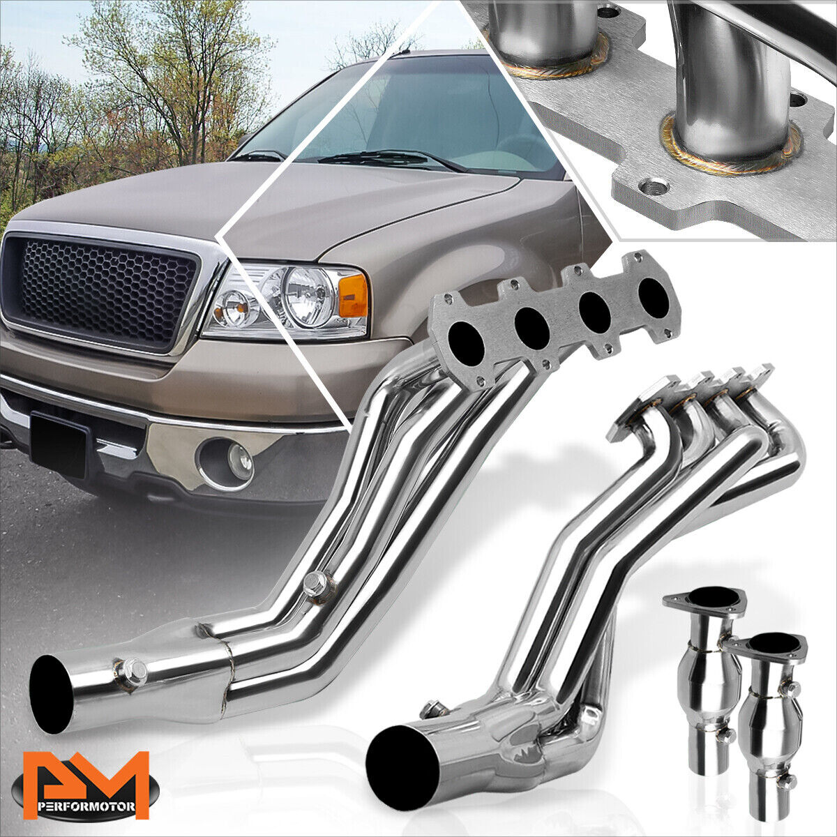 For 04-10 Ford F150 2WD 5.4L V8 Stainless Steel Long Tube Exhaust Header+Gasket