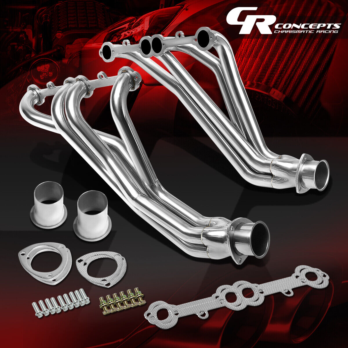 FOR 84-91 CHEVY GMT C/K 5.0/5.7 V8 SBC STAINLESS EXHAUST MANIFOLD HEADER+GASKETS
