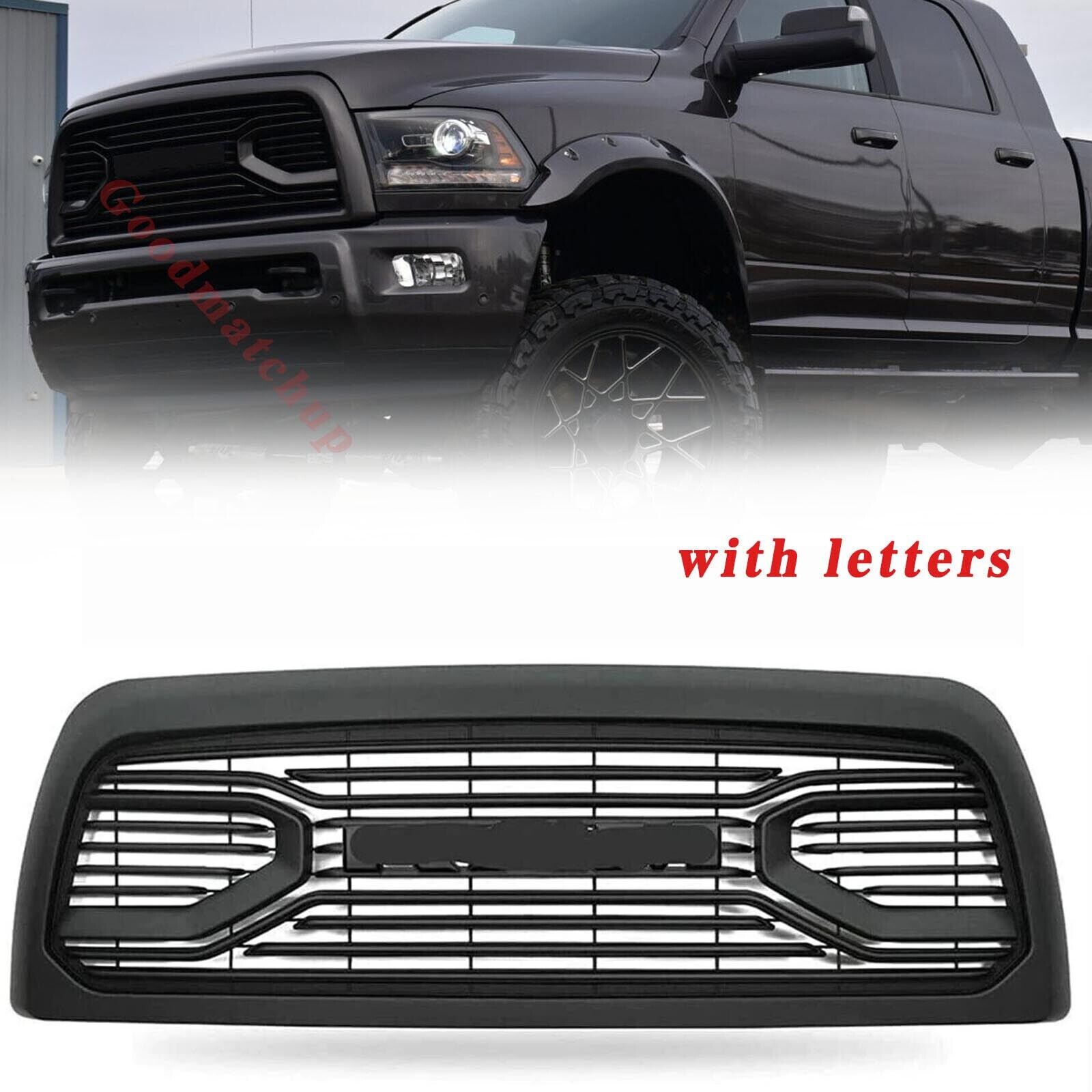 Grille For 2013-2018 Dodge RAM 2500 3500 Horizontal Billet Front Grill W/Letters