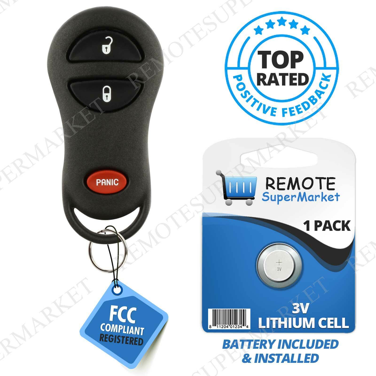 Replacement for 2001-2004 Chrysler PT Cruiser 99-05 Voyager Remote Car Key Fob