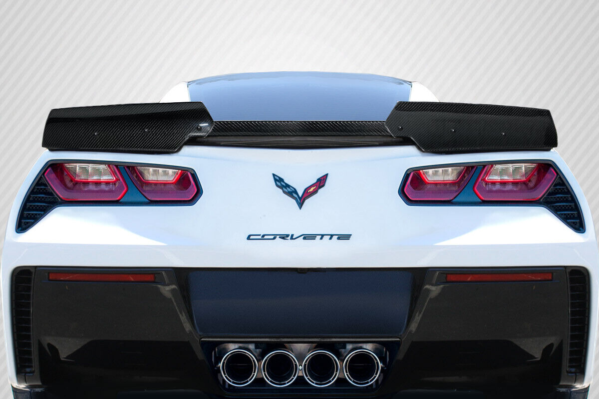 FOR 14-19 Corvette C7 Carbon Fiber Wickerbill Rear Wing Spoiler 3 PC 116041 DNR