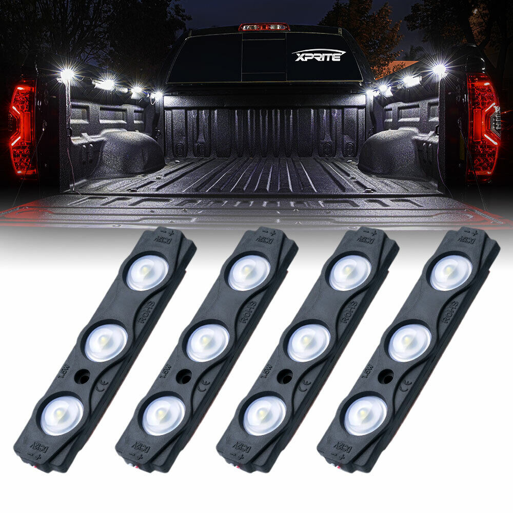 Xprite 4pcs 12LED Rock Lights for Pickup Trucks Bed/Deck/Grill Decoration Pods