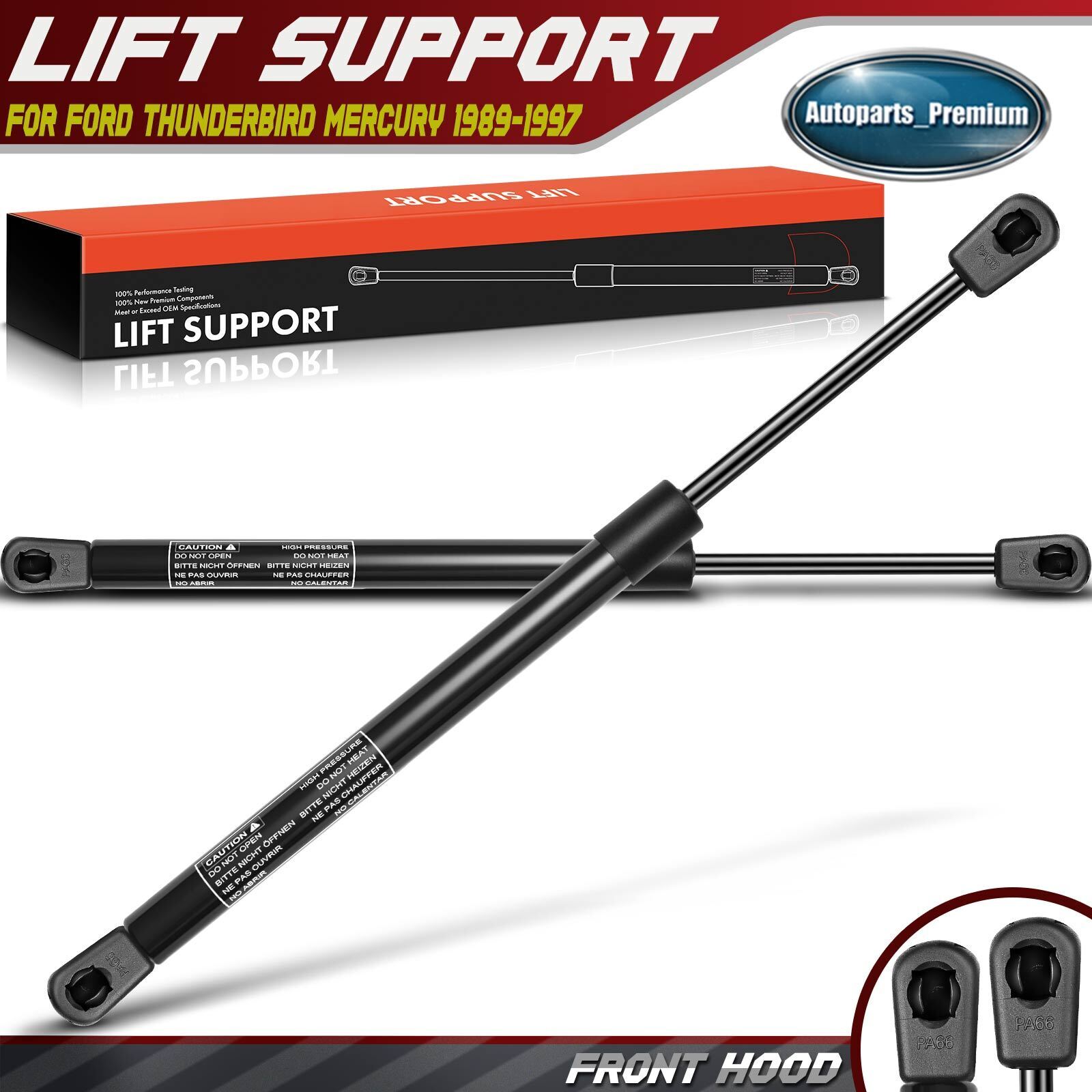 2x Front Hood Lift Support Shock Strut for Ford Thunderbird Mercury Cougar 89-97
