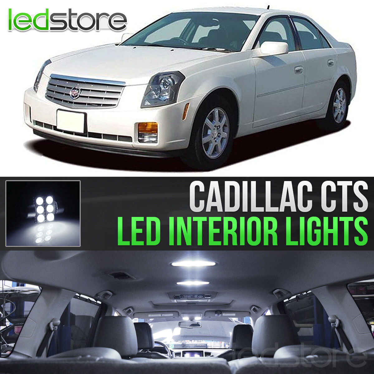 2003-2007 Cadillac CTS White Interior LED Lights Kit Package