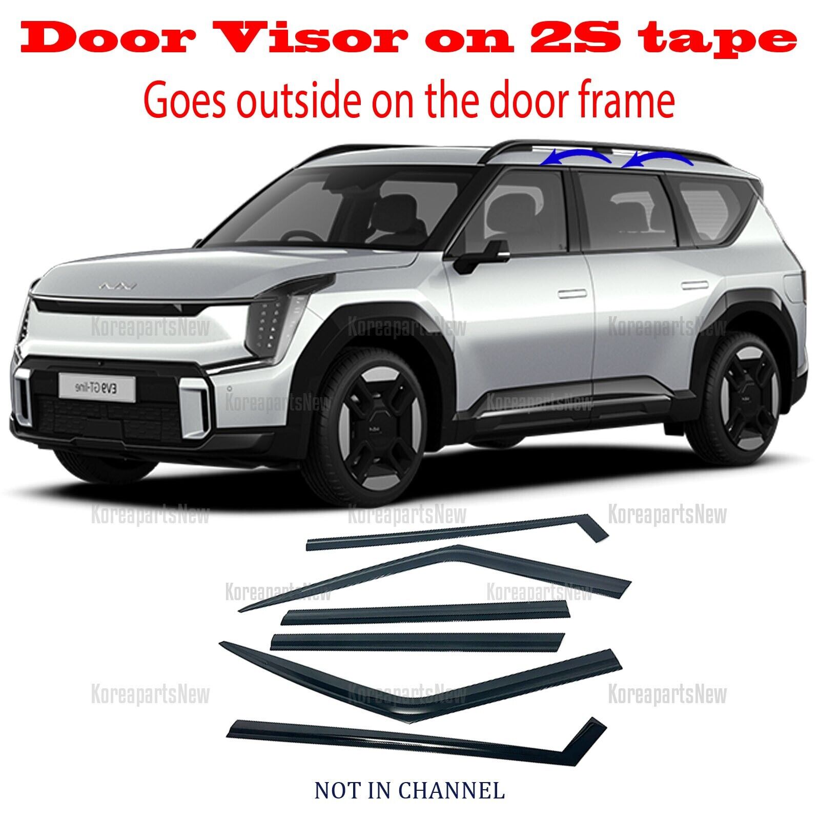 2S Tape Smoke Door Window Vent Visor Deflector ⭐6pcs⭐ For Kia EV9 2024-2025